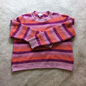 & Other Stories Pink Red Striped Crewneck Sweater L